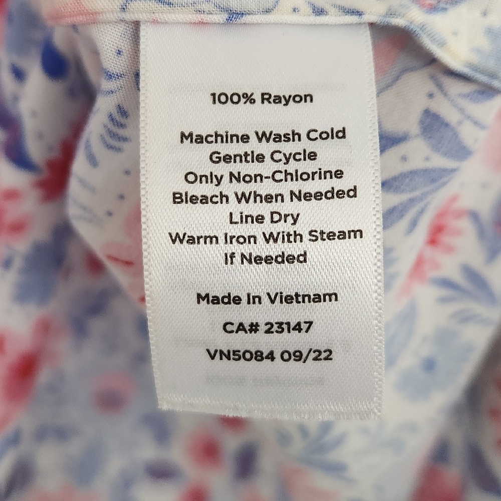 Talbots Woman's Blue Pink White Long Sleeve Soft Rayon Tunic Top Size X - Picture 8 of 9